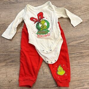 Kids Grinchmas Matching Set - White and Red